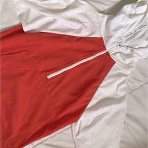 Puma, size small women’s hoodie, coral and white